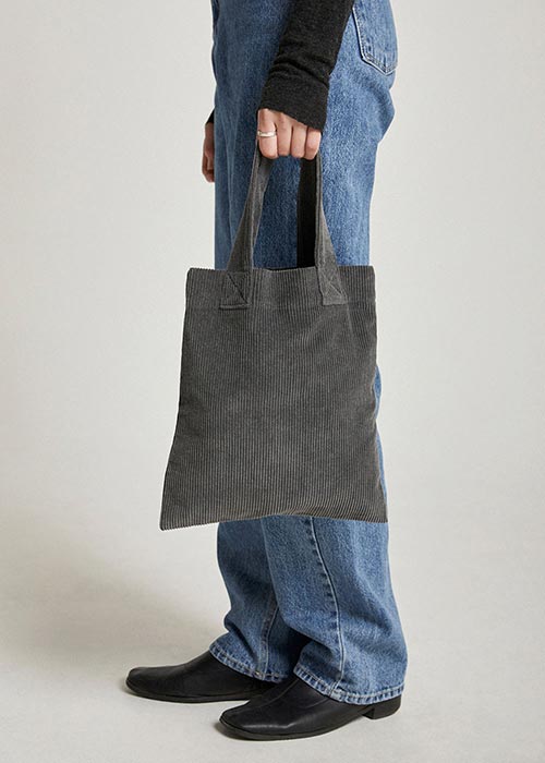 Corduroy Tote Bag in Gray